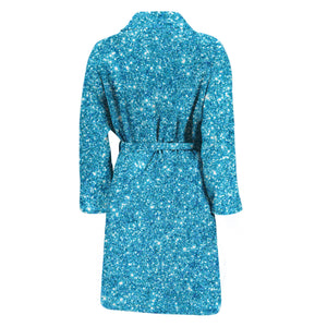 Ocean Blue (NOT Real) Glitter Print Men's Bathrobe