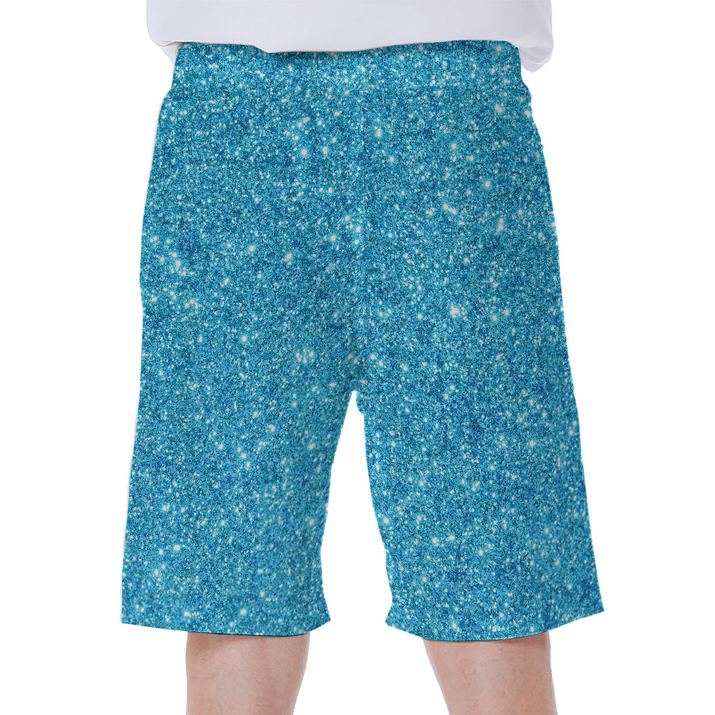 Ocean Blue (NOT Real) Glitter Print Men's Beach Shorts