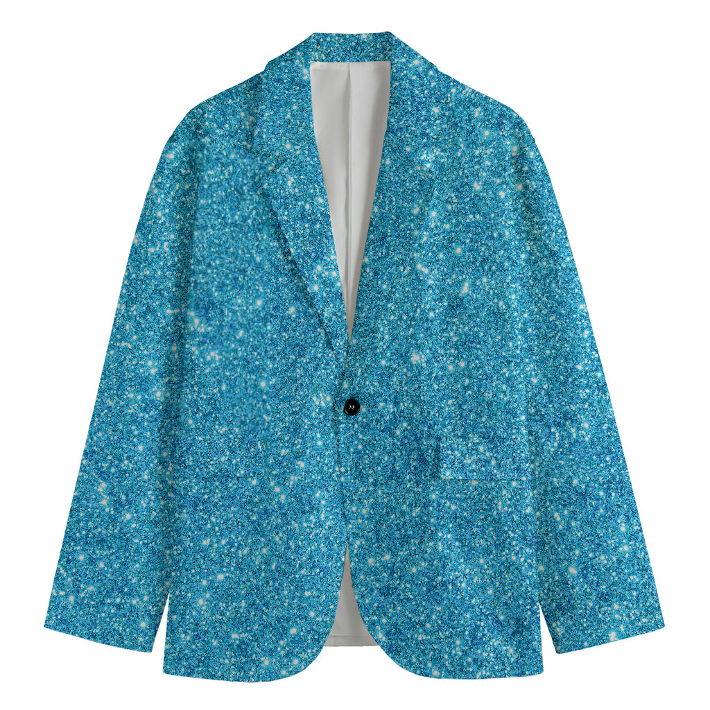 Ocean Blue (NOT Real) Glitter Print Men's Blazer