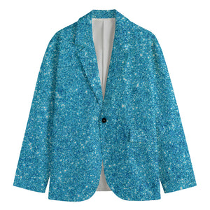 Ocean Blue (NOT Real) Glitter Print Men's Blazer