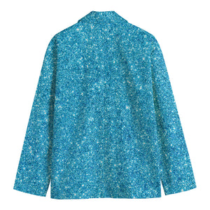 Ocean Blue (NOT Real) Glitter Print Men's Cotton Blazer