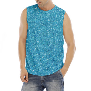 Ocean Blue (NOT Real) Glitter Print Men's Fitness Tank Top