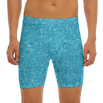 Ocean Blue (NOT Real) Glitter Print Men's Long Boxer Briefs