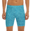 Ocean Blue (NOT Real) Glitter Print Men's Long Boxer Briefs