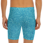 Ocean Blue (NOT Real) Glitter Print Men's Long Boxer Briefs