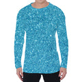Ocean Blue (NOT Real) Glitter Print Men's Long Sleeve T-Shirt