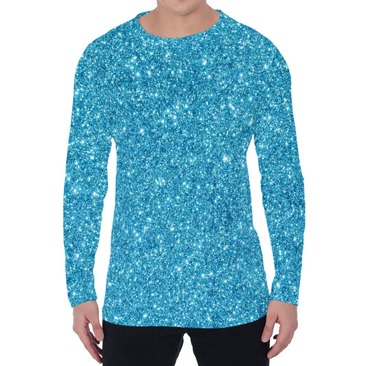 Ocean Blue (NOT Real) Glitter Print Men's Long Sleeve T-Shirt