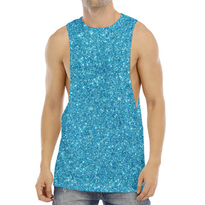 Ocean Blue (NOT Real) Glitter Print Men's Muscle Tank Top