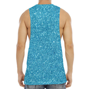 Ocean Blue (NOT Real) Glitter Print Men's Muscle Tank Top