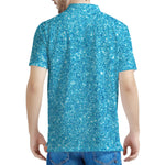 Ocean Blue (NOT Real) Glitter Print Men's Polo Shirt