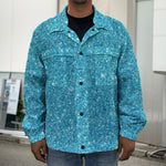 Ocean Blue (NOT Real) Glitter Print Men's Shirt Jacket