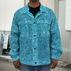 Ocean Blue (NOT Real) Glitter Print Men's Shirt Jacket