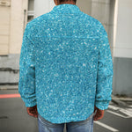 Ocean Blue (NOT Real) Glitter Print Men's Shirt Jacket