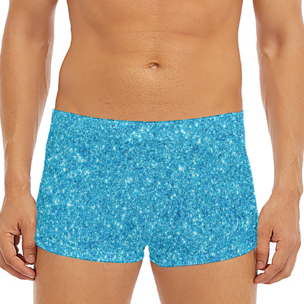 Ocean Blue (NOT Real) Glitter Print Men's Short Boxer Briefs