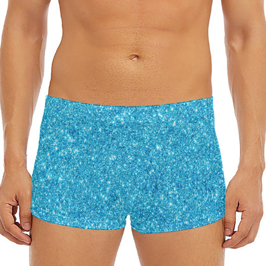 Ocean Blue (NOT Real) Glitter Print Men's Short Boxer Briefs