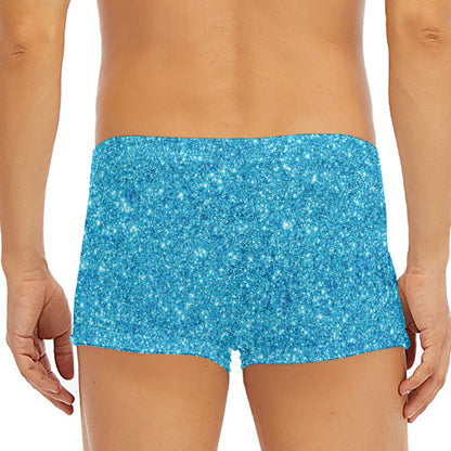 Ocean Blue (NOT Real) Glitter Print Men's Short Boxer Briefs