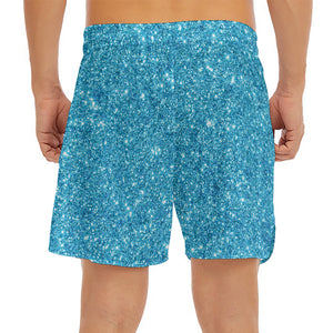 Ocean Blue (NOT Real) Glitter Print Men's Split Running Shorts