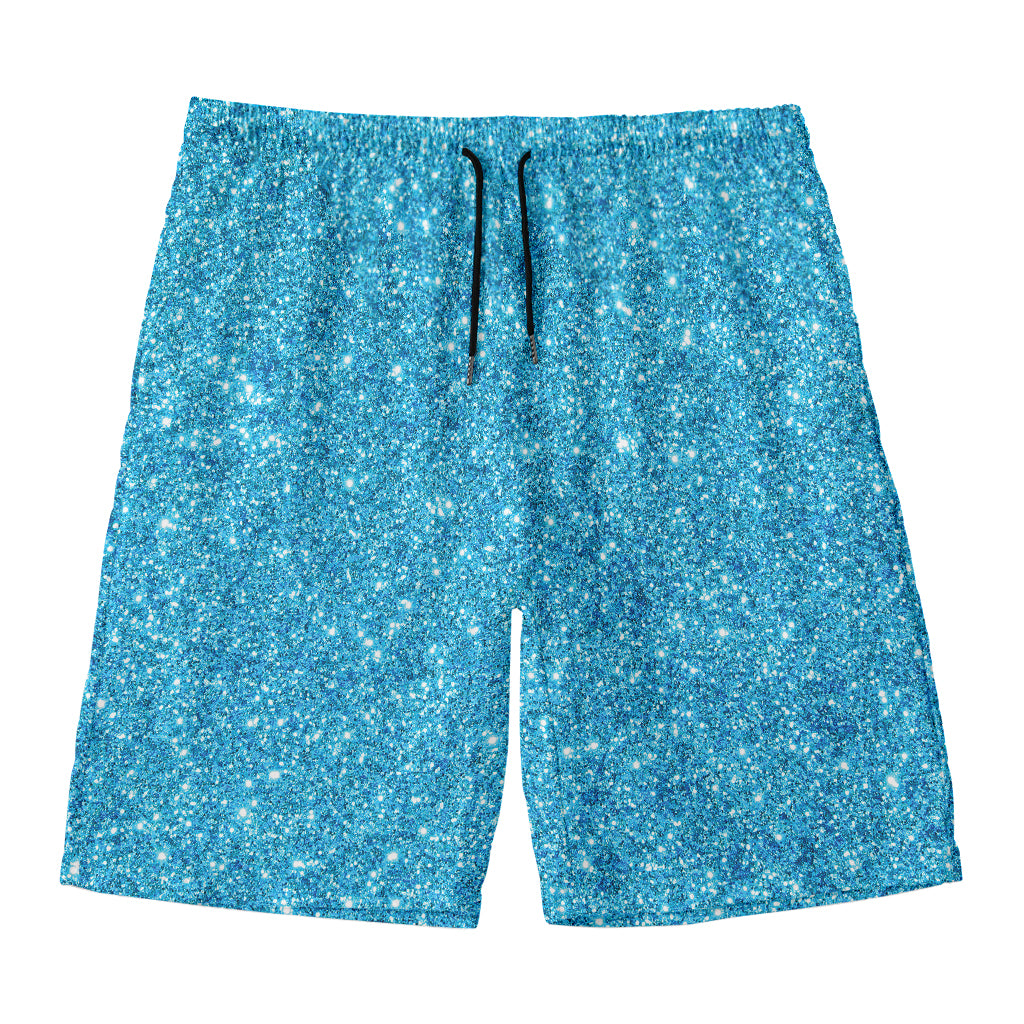 Ocean Blue (NOT Real) Glitter Print Men's Swim Trunks