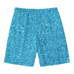 Ocean Blue (NOT Real) Glitter Print Men's Swim Trunks