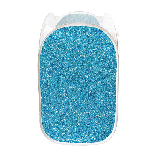 Ocean Blue (NOT Real) Glitter Print Mesh Laundry Hamper