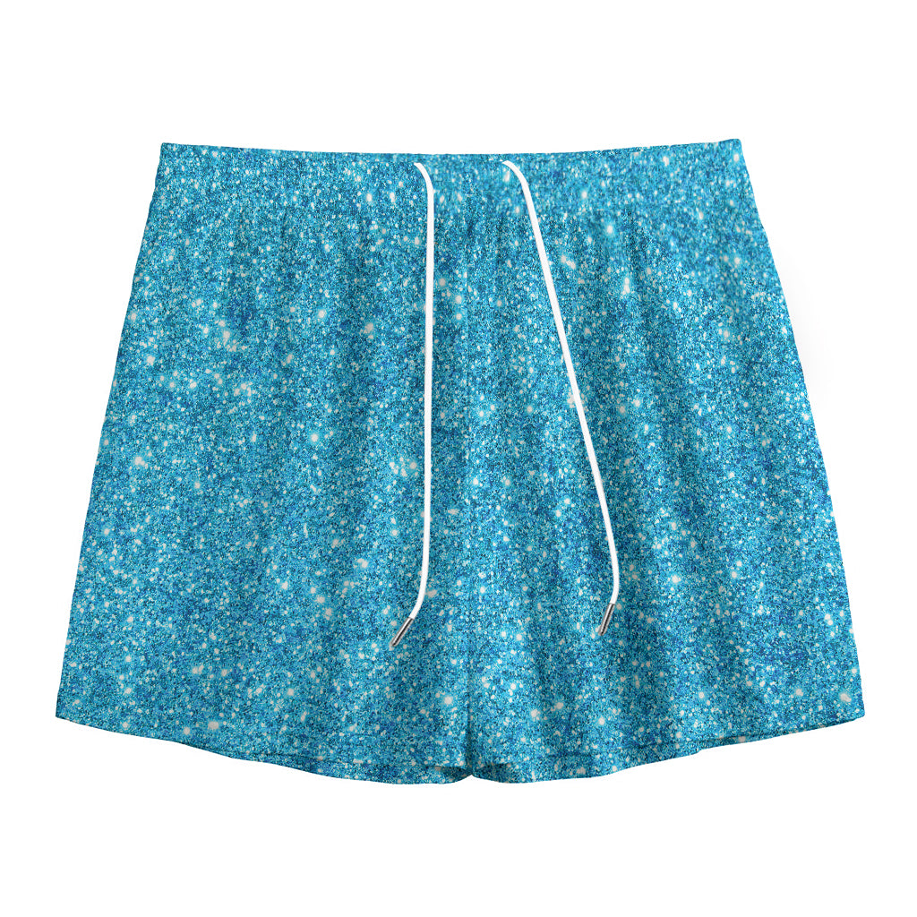 Ocean Blue (NOT Real) Glitter Print Mesh Shorts