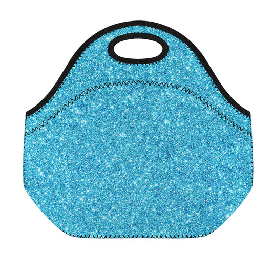 Ocean Blue (NOT Real) Glitter Print Neoprene Lunch Bag