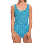 Ocean Blue (NOT Real) Glitter Print One Piece Swimsuit