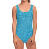 Ocean Blue (NOT Real) Glitter Print One Piece Swimsuit