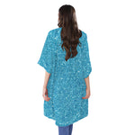 Ocean Blue (NOT Real) Glitter Print Open Front Beach Cover Up