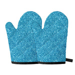 Ocean Blue (NOT Real) Glitter Print Oven Mitts