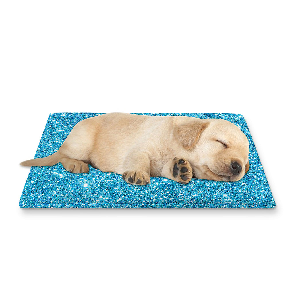 Ocean Blue (NOT Real) Glitter Print Pet Cooling Mat Cover