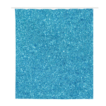 Ocean Blue (NOT Real) Glitter Print Polyester Shower Curtain