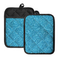 Ocean Blue (NOT Real) Glitter Print Pot Holders With Pocket