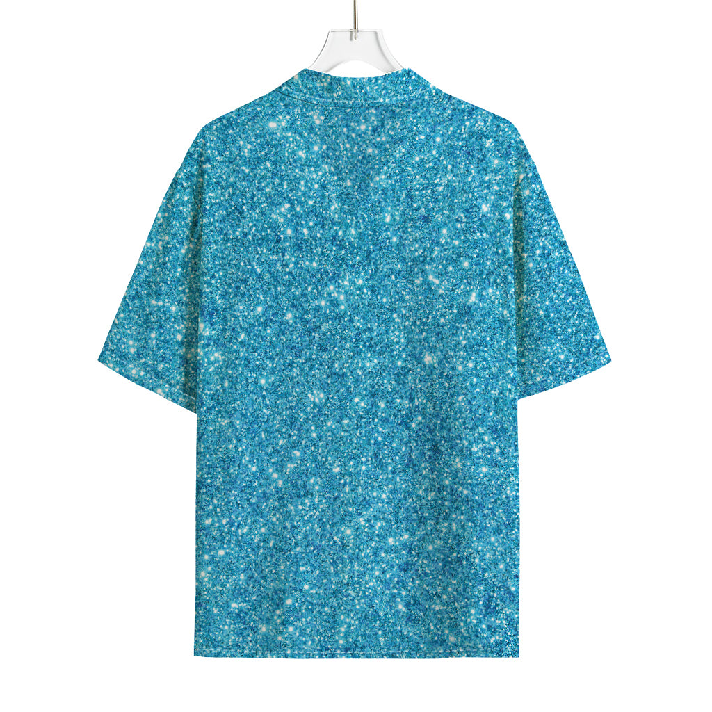 Ocean Blue (NOT Real) Glitter Print Rayon Hawaiian Shirt