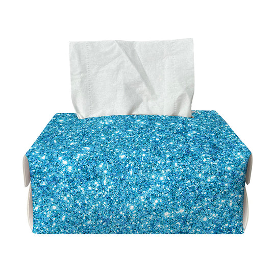 Ocean Blue (NOT Real) Glitter Print Rectangle Tissue Box Cover