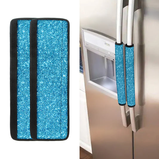 Ocean Blue (NOT Real) Glitter Print Refrigerator Handle Covers