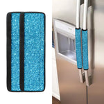 Ocean Blue (NOT Real) Glitter Print Refrigerator Handle Covers