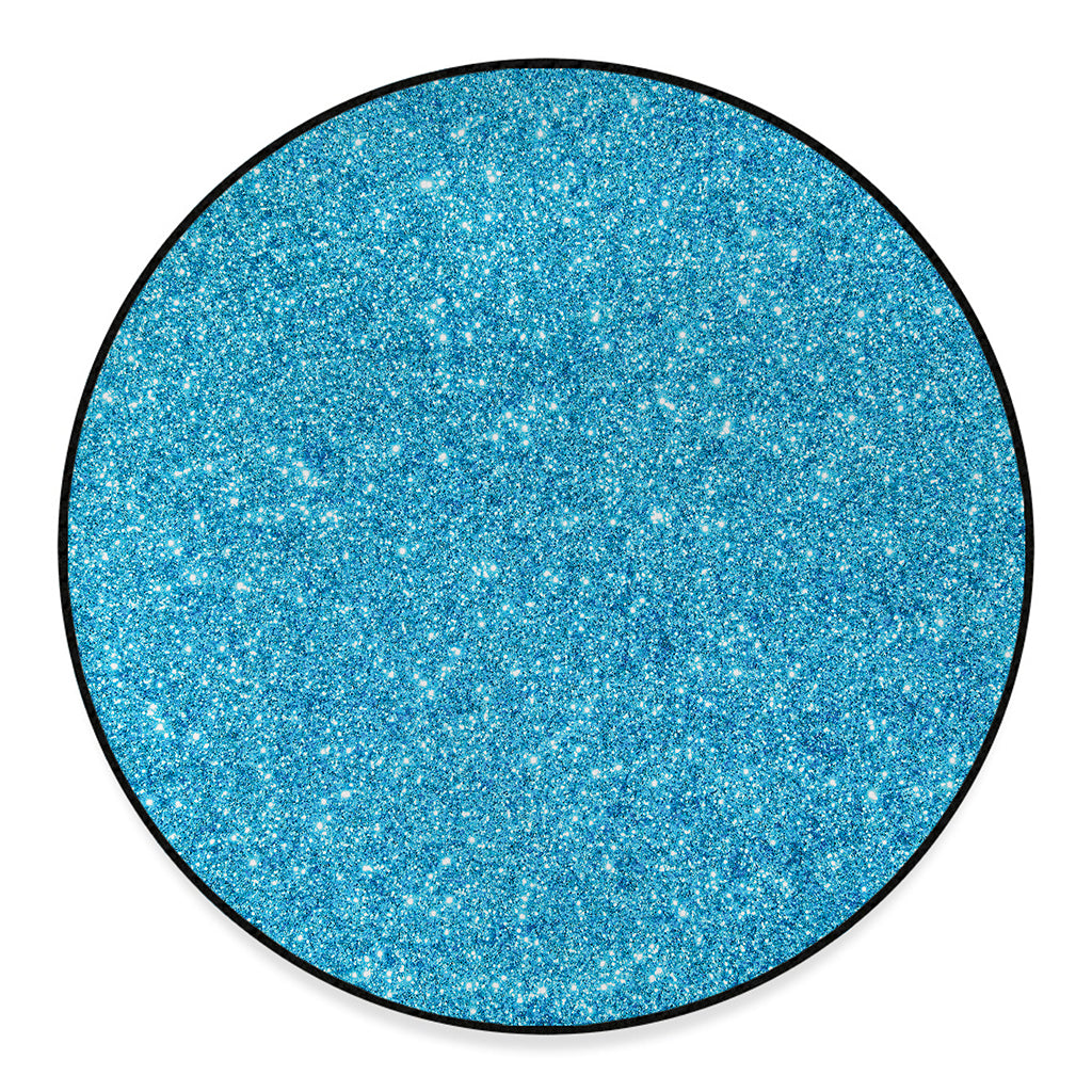 Ocean Blue (NOT Real) Glitter Print Round Floor Mat
