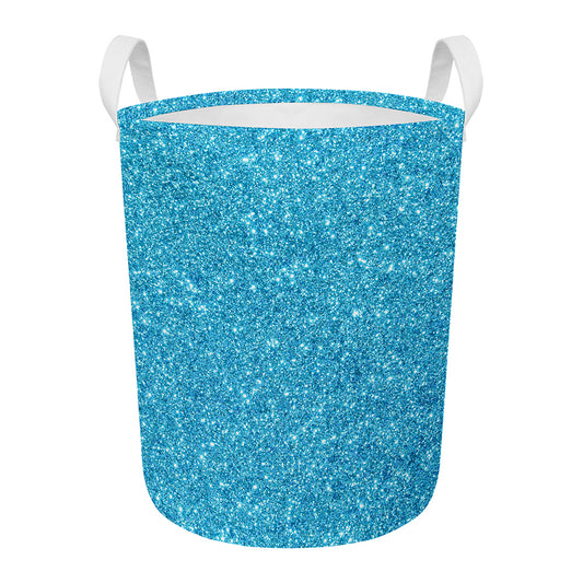Ocean Blue (NOT Real) Glitter Print Round Laundry Basket