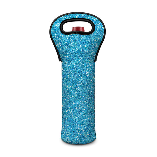 Ocean Blue (NOT Real) Glitter Print Single Neoprene Wine Tote
