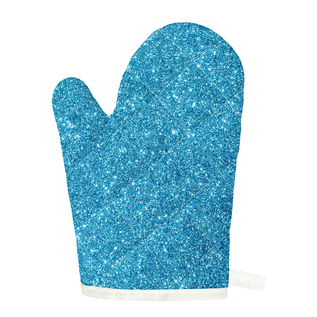 Ocean Blue (NOT Real) Glitter Print Single Oven Mitt