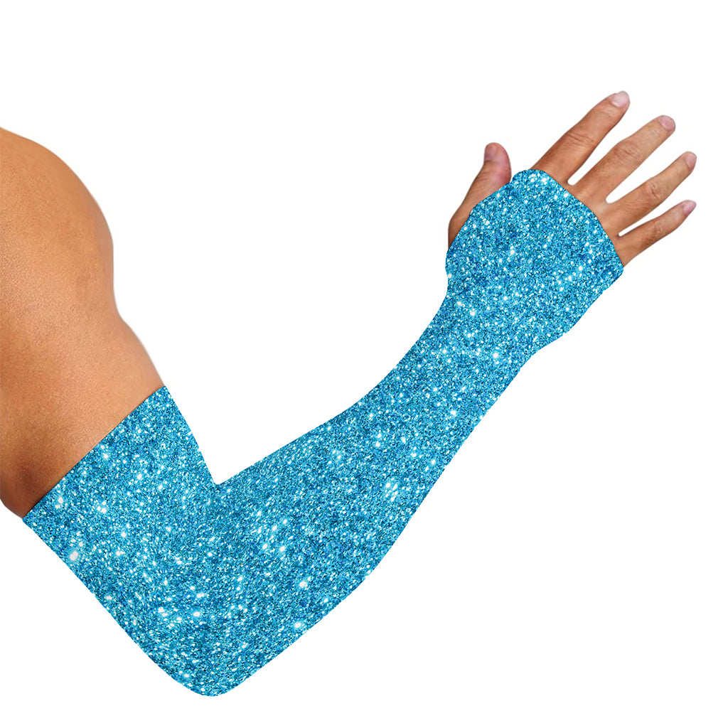 Ocean Blue (NOT Real) Glitter Print Sun Protection Arm Sleeves