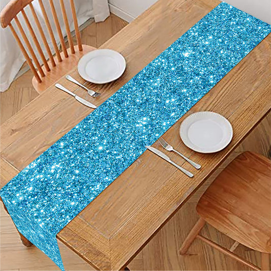 Ocean Blue (NOT Real) Glitter Print Table Runner