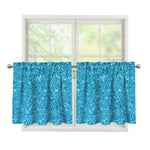Ocean Blue (NOT Real) Glitter Print Tier Curtains