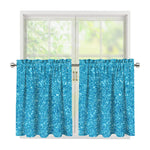 Ocean Blue (NOT Real) Glitter Print Tier Curtains