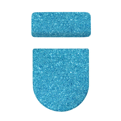Ocean Blue (NOT Real) Glitter Print Toilet Lid And Tank Cover Set