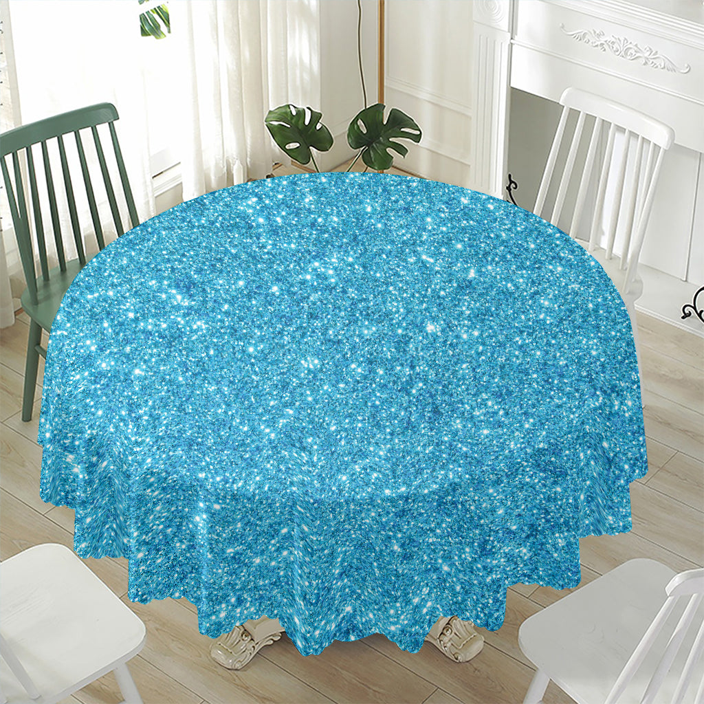 Ocean Blue (NOT Real) Glitter Print Waterproof Round Tablecloth