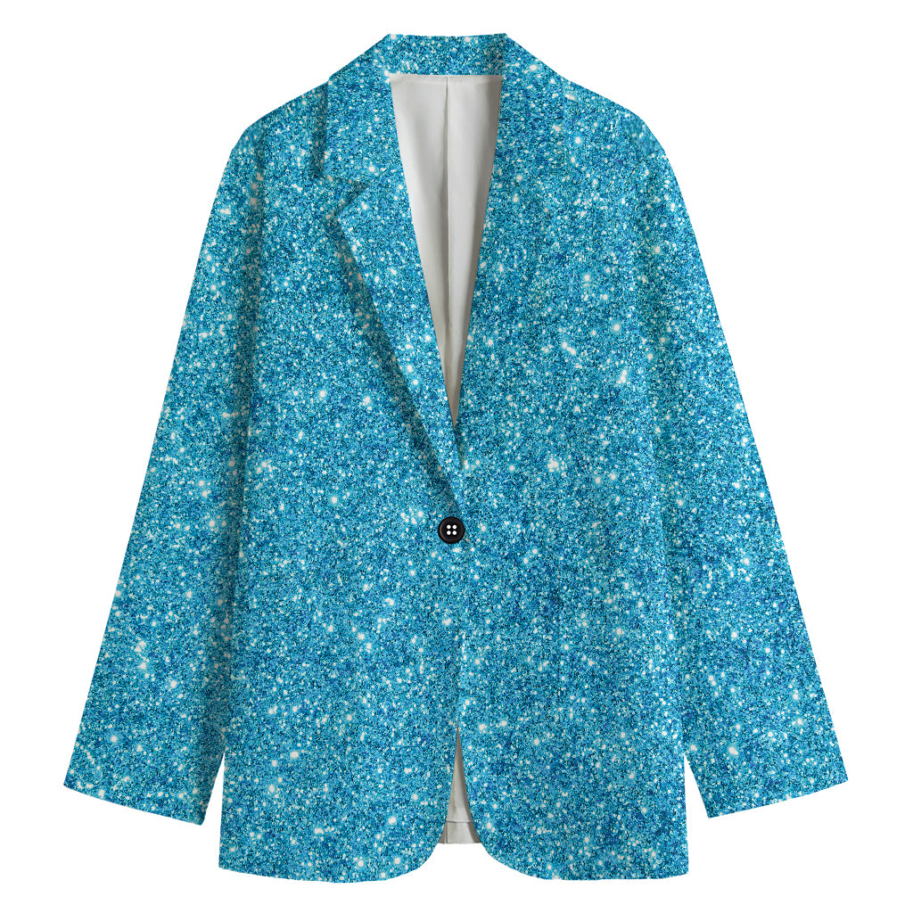 Ocean Blue (NOT Real) Glitter Print Women's Blazer