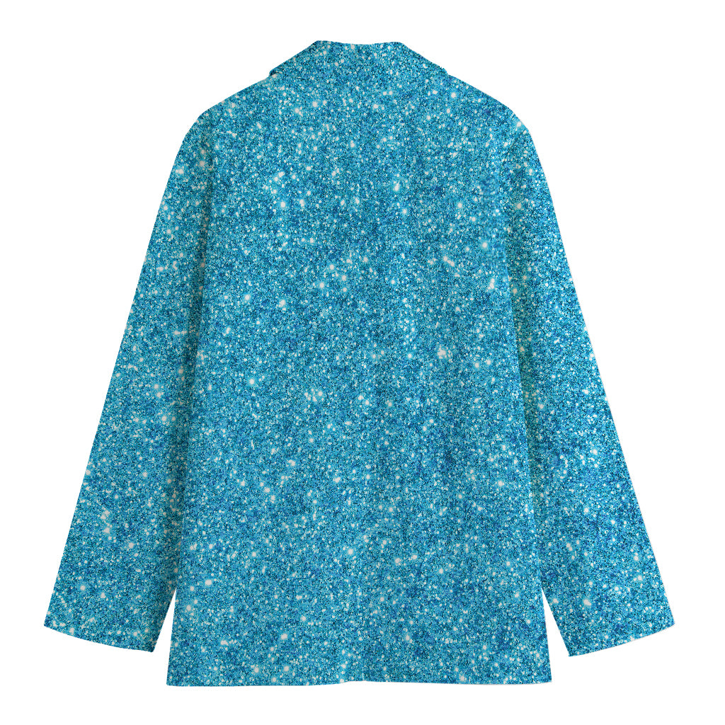 Ocean Blue (NOT Real) Glitter Print Women's Blazer