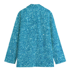 Ocean Blue (NOT Real) Glitter Print Women's Blazer